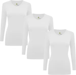 M&M SCRUBS Women's Under Scrub Tee V-Neck Long Sleeve T-Shirt - 3 Pack