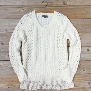 Marlow Lace Fisherman's Sweater in Cream