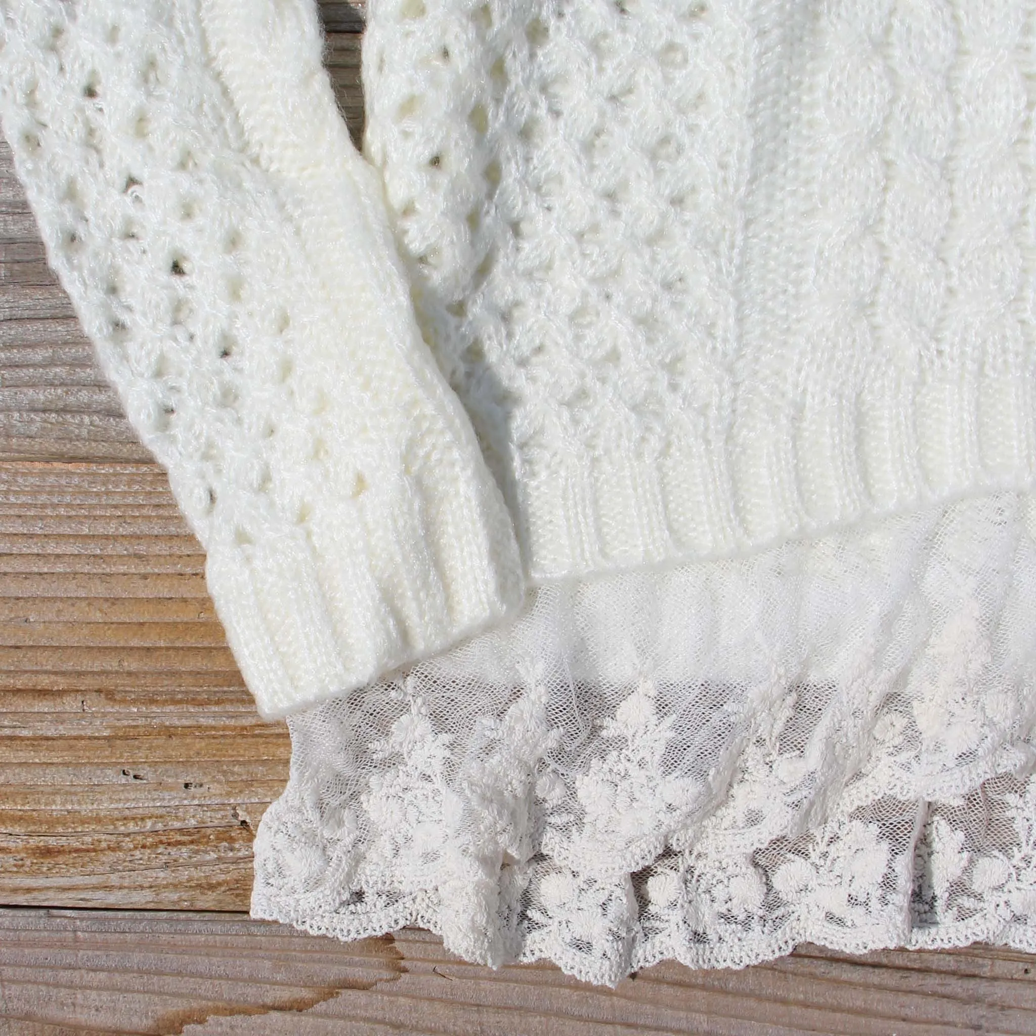 Marlow Lace Fisherman's Sweater in Cream