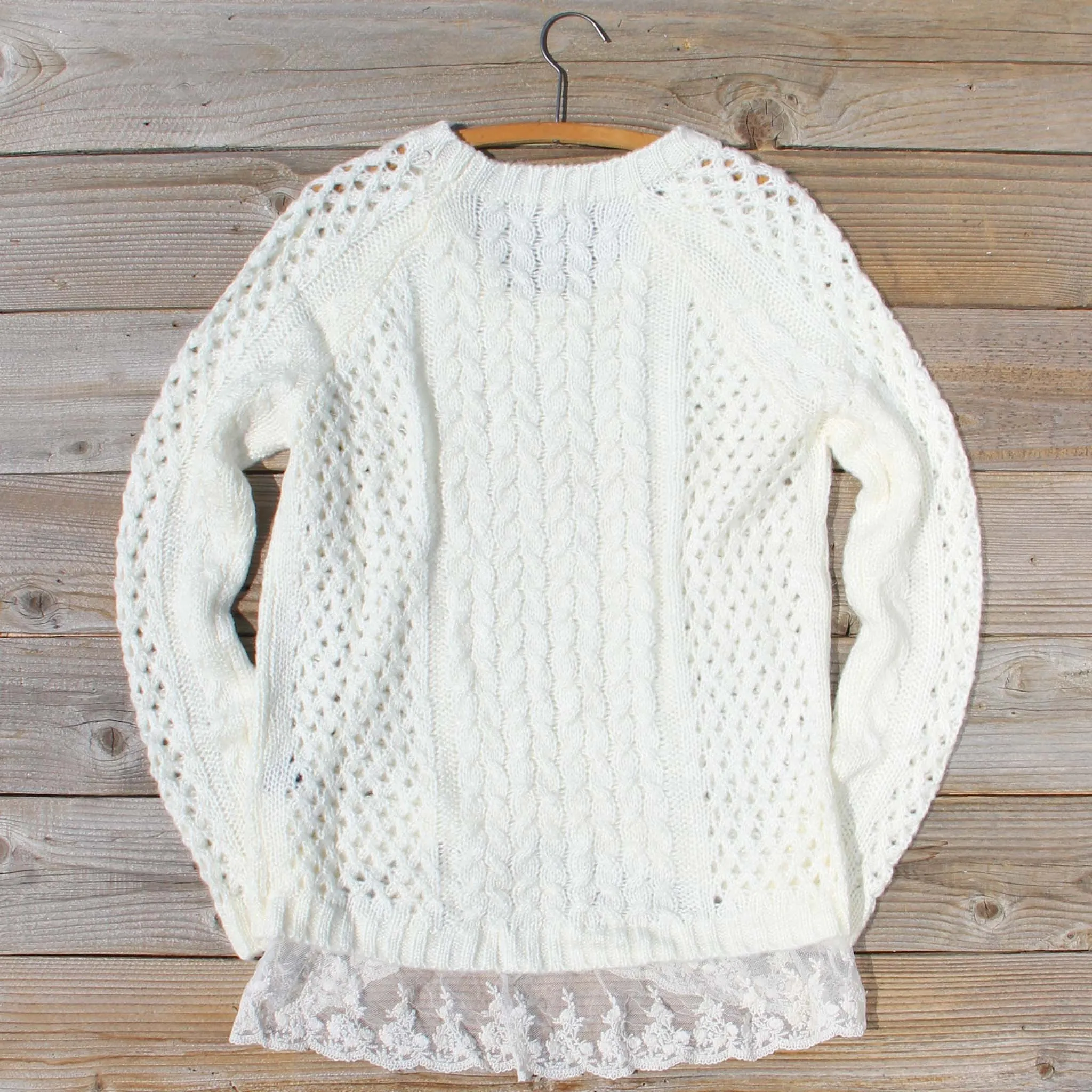 Marlow Lace Fisherman's Sweater in Cream