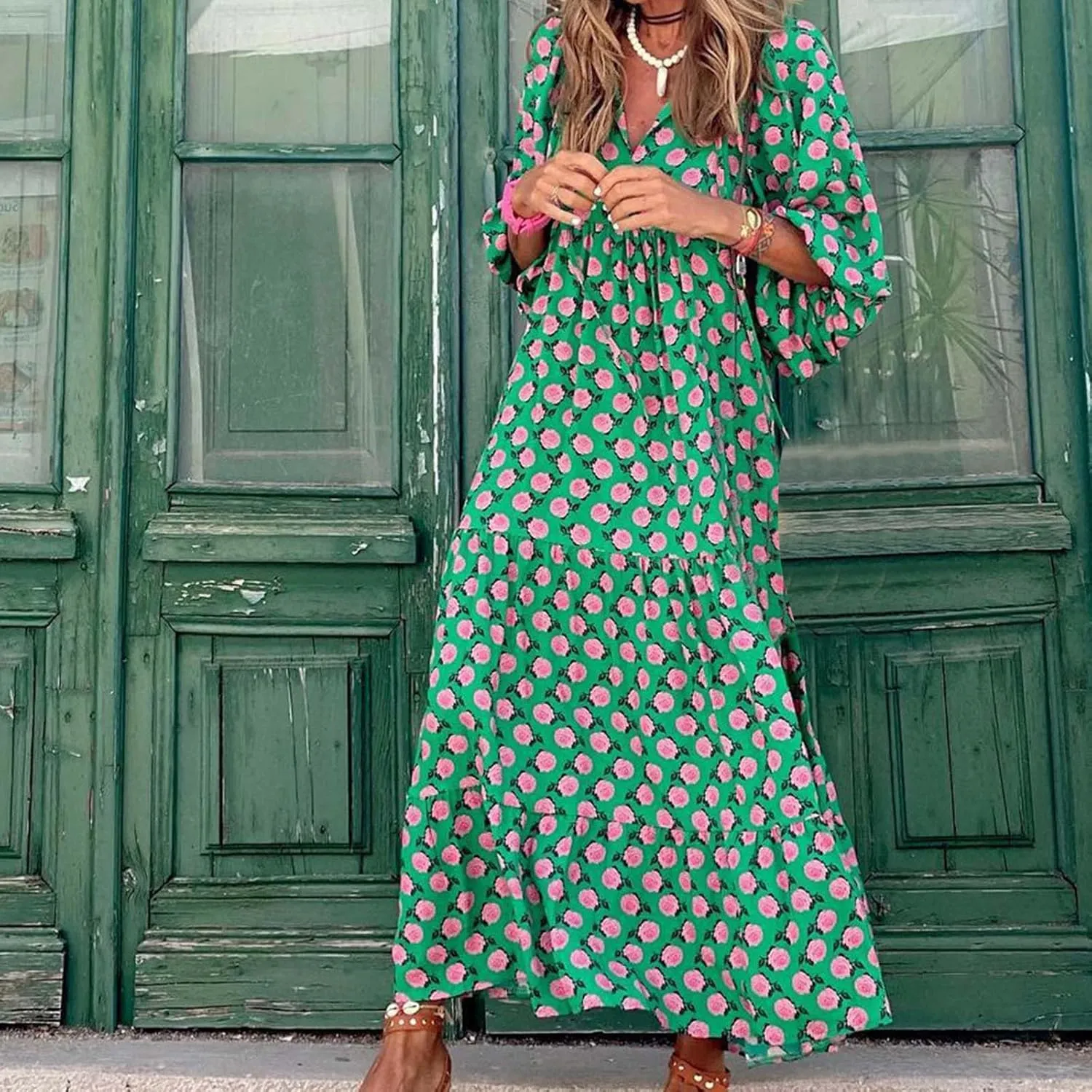 Maxi Dresses for Women 2024 Summer Boho Dress Sexy Off The Shoulder Dresses Flowy Long Sundress Vacation Dress, Small