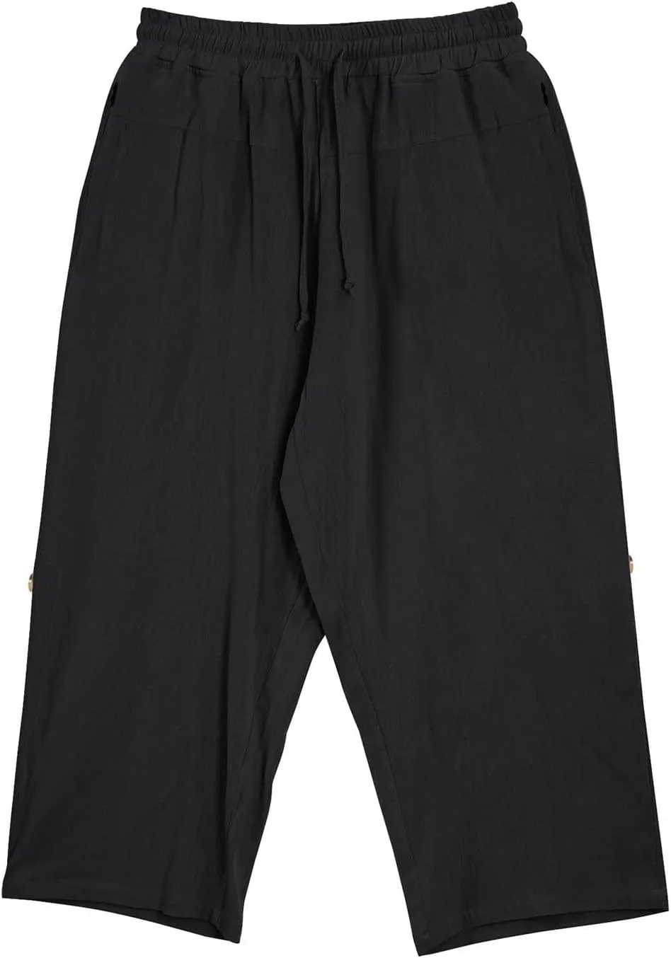 Mens Cotton Linen Drawstring Elastic Waist Casual Jogger Yoga Pants Slim Fit Lounge Cropped Pants Workout Pants
