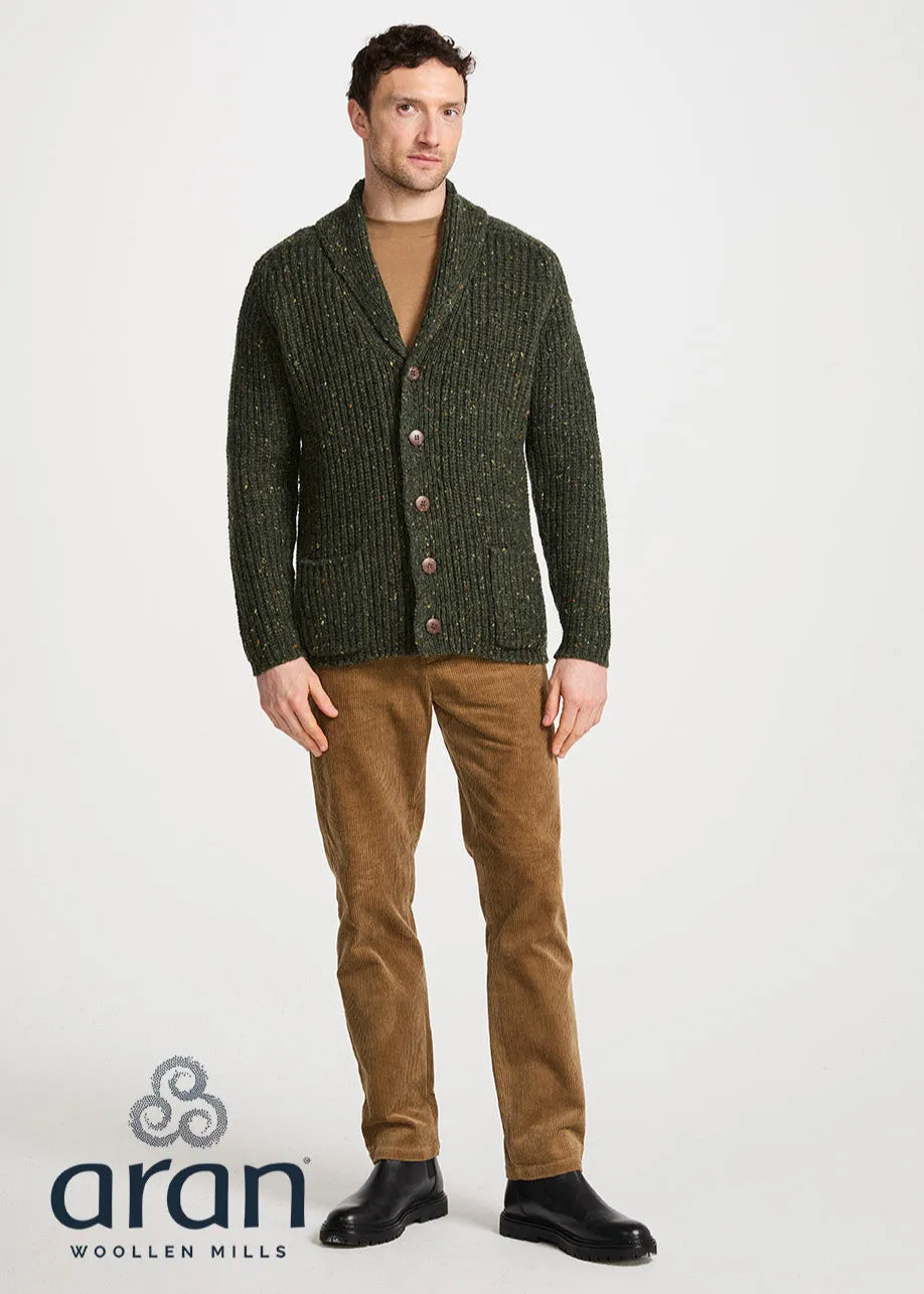 Men's Fisherman Rib Shawl Cardigan | Green