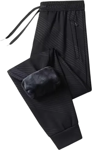 Men's Fleece Cargo Sweatpants Drawstring Baggy Wide Straight Leg Relaxed Fit Overalls Outdoor Yoga Trousers