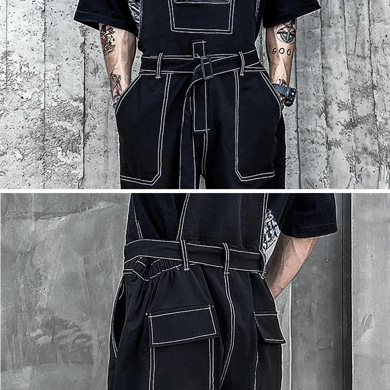 Men's Hip-hop Functional Denim Overalls With Pocket