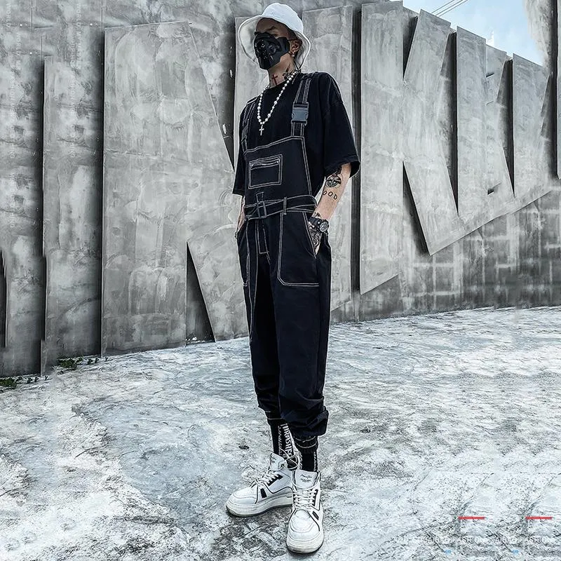 Men's Hip-hop Functional Denim Overalls With Pocket