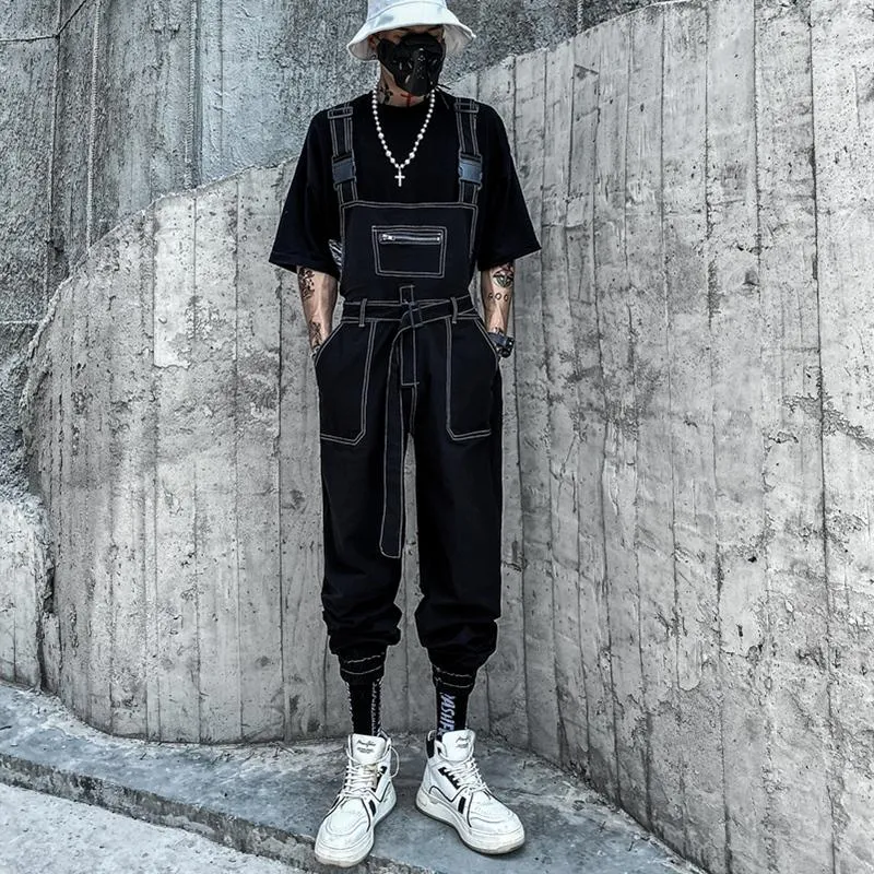 Men's Hip-hop Functional Denim Overalls With Pocket