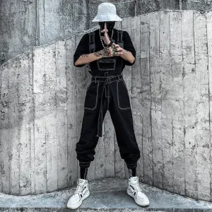 Men's Hip-hop Functional Denim Overalls With Pocket