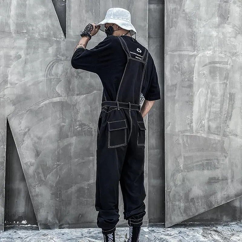 Men's Hip-hop Functional Denim Overalls With Pocket