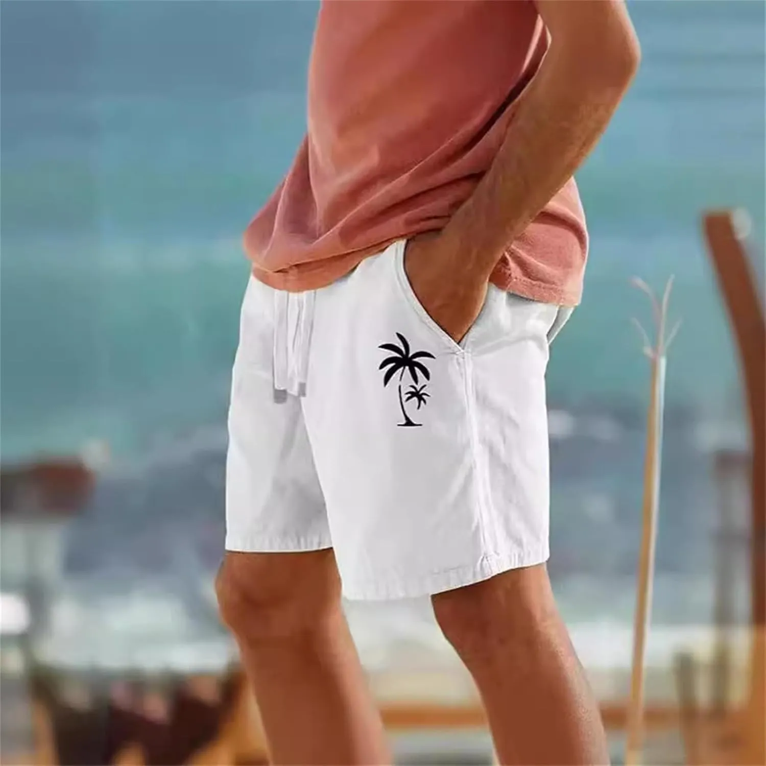 Mens Simple Graphic Lightweight Combat Loose Pants 2024 Summer Casual Shorts Quick Drying Breathable Beach Vacation Bermuda