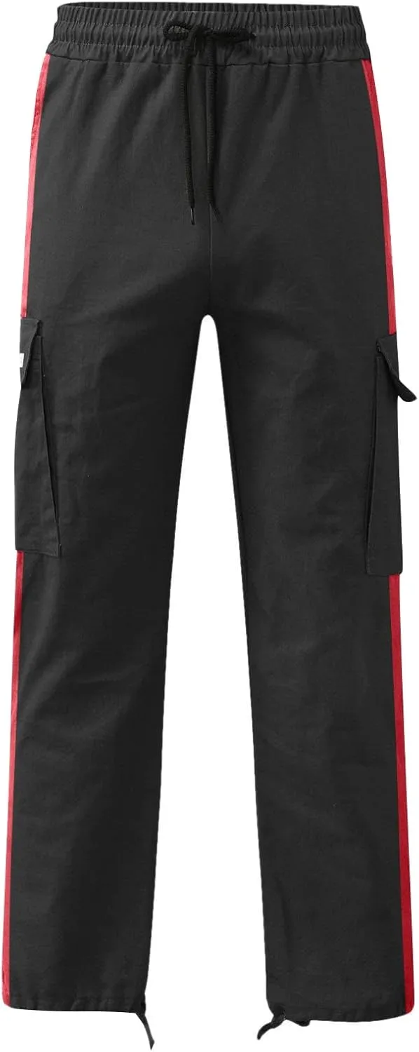 Mens Workout Cargo Sweatpants Printed Overalls Casual Pocket Sport Work Casual Trouser Pants Big and Tall Sweatpants
