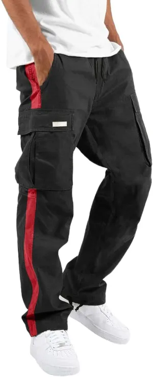 Mens Workout Cargo Sweatpants Printed Overalls Casual Pocket Sport Work Casual Trouser Pants Big and Tall Sweatpants