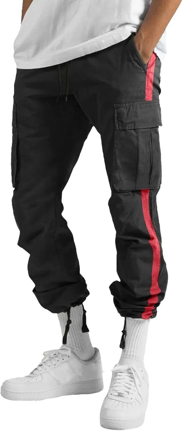 Mens Workout Cargo Sweatpants Printed Overalls Casual Pocket Sport Work Casual Trouser Pants Big and Tall Sweatpants