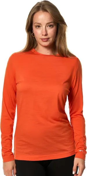 Merino Wool Base Layer Women - 100% Merino Wool Shirt Women Thermal Underwear Long Sleeve T-Shirt for Hiking