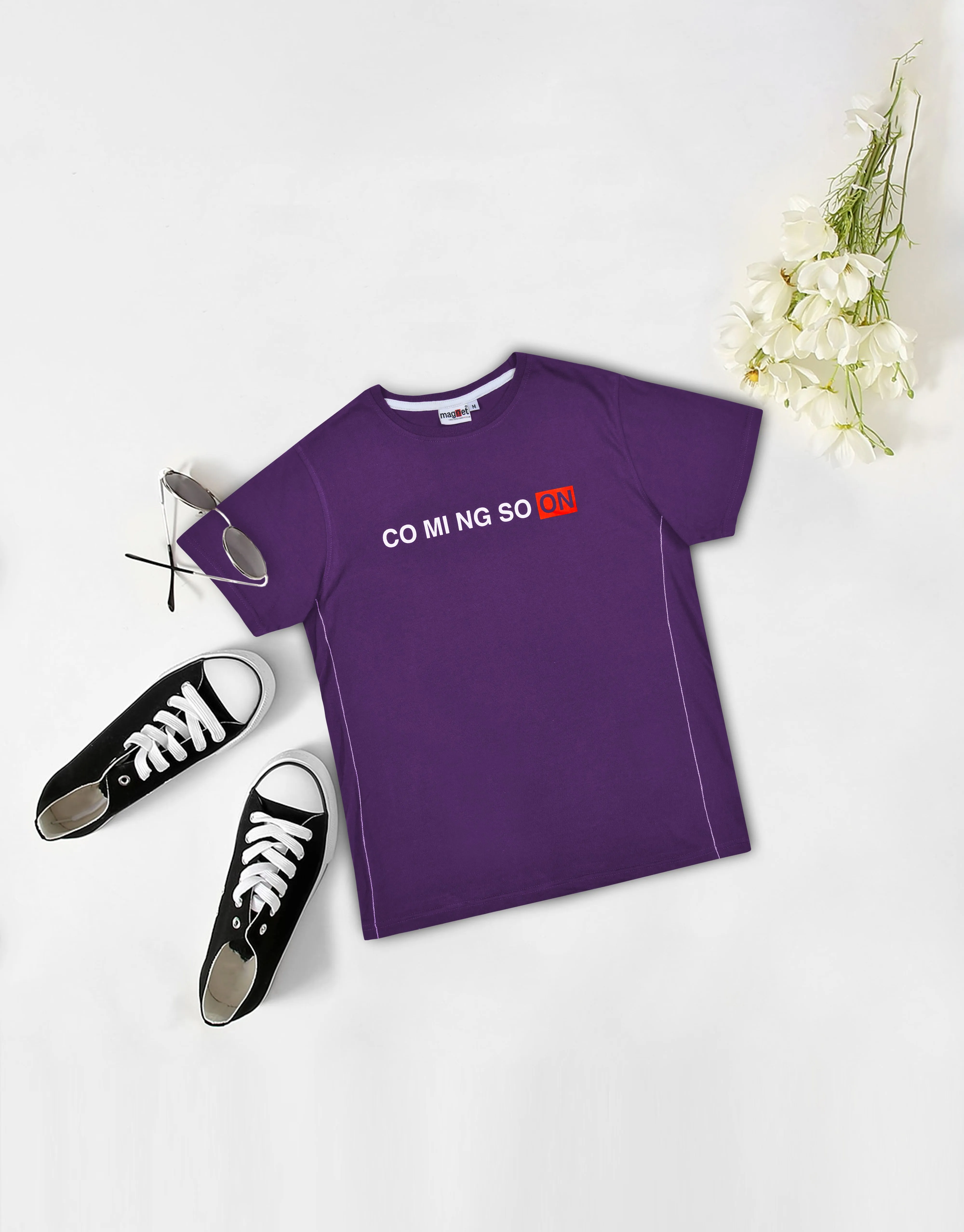 MGNT Men's Coming Soon Printed T-Shirt-Purple