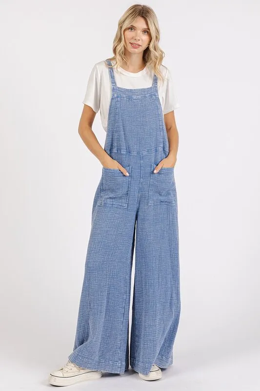 Mineral Washed Wide Leg Jumpsuit