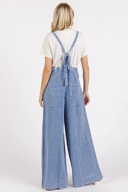 Mineral Washed Wide Leg Jumpsuit