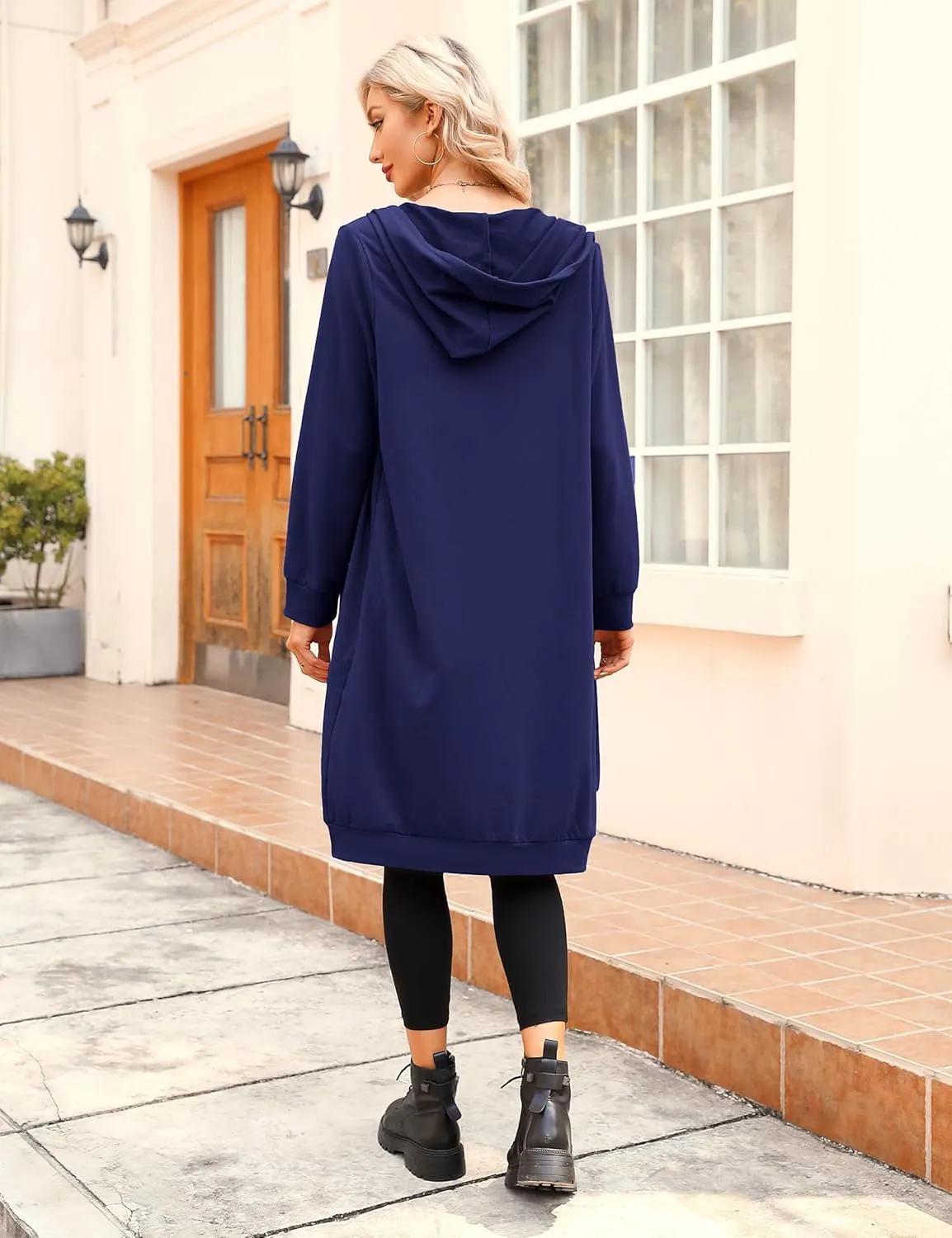 MISSKY Women's Casual Long Hoodies with Pockets Tunic Sweatshirt Outerwear Jacket