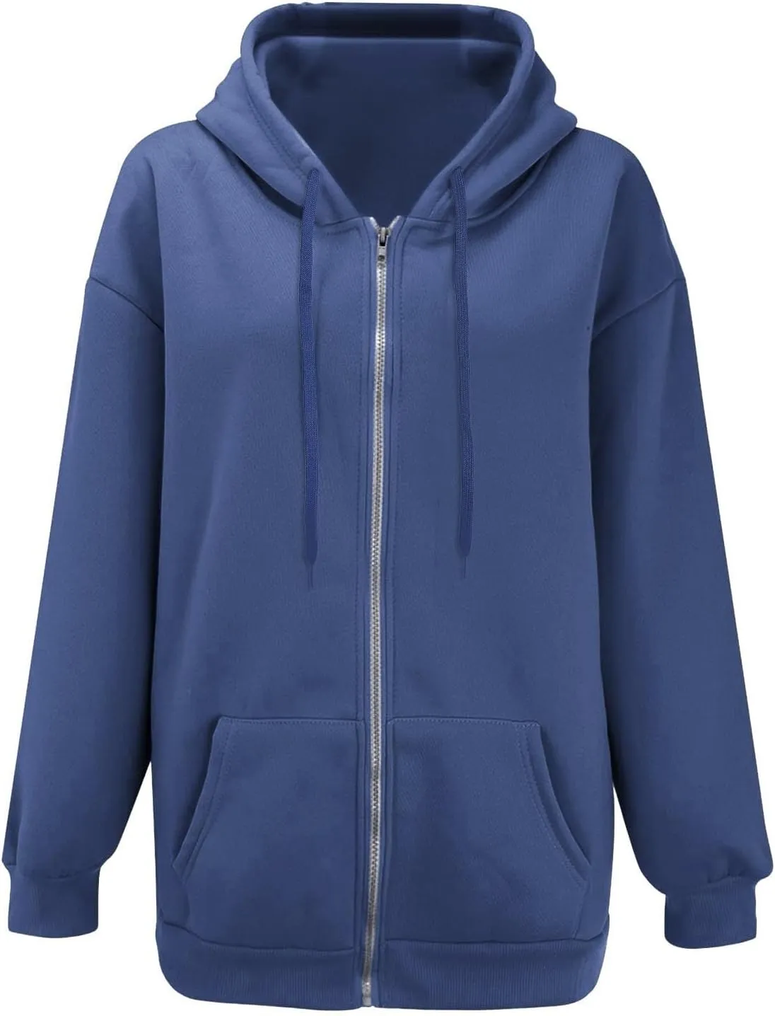 Miyaomn Trendy Zip Up Hoodies for Women Long Sleeve Oversized Sweatshirts Y2K Fall Outfits Casual Fashion Jacket with Pockets