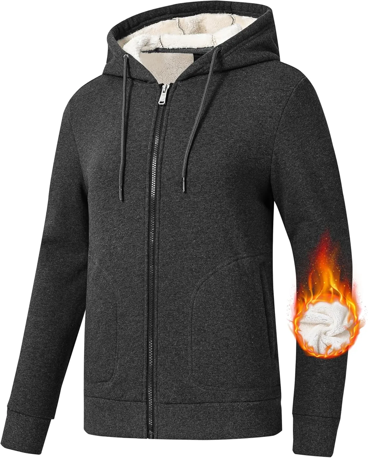 MoFiz Women's Fleece Zip Up Hoodie Warm and Cozy Sherpa Lined Sweatshirt Winter Hoodie Jackets for Women with Pockets