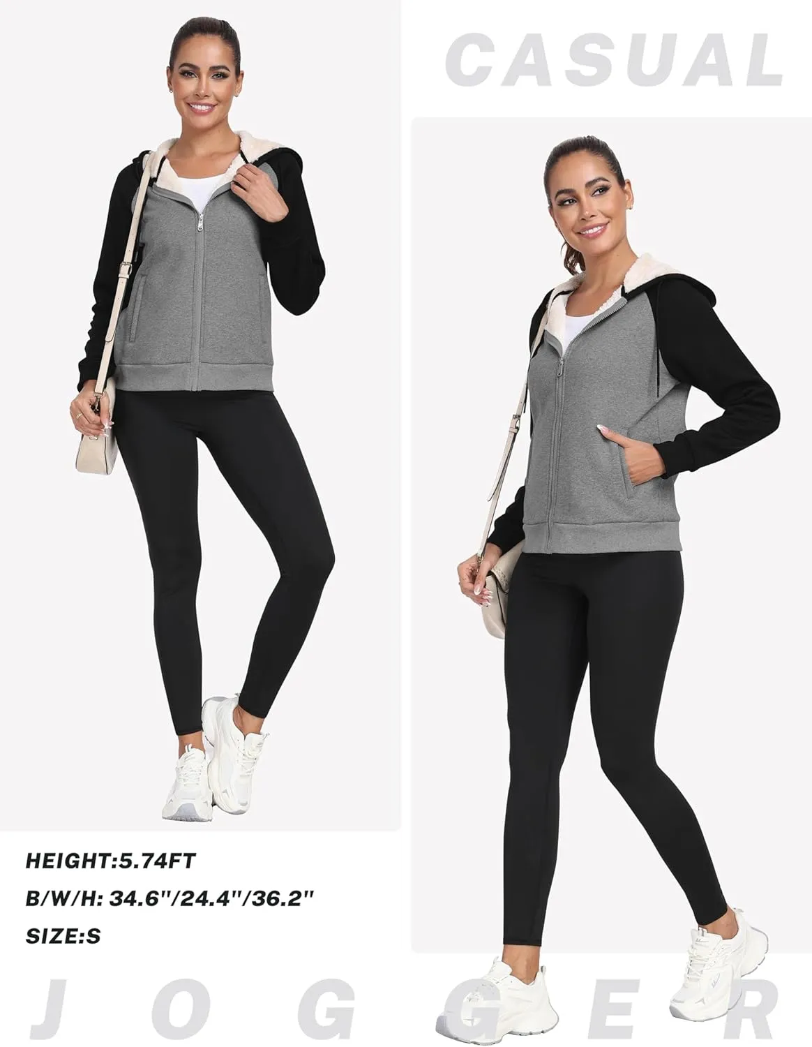 MoFiz Women's Fleece Zip Up Hoodie Warm and Cozy Sherpa Lined Sweatshirt Winter Hoodie Jackets for Women with Pockets