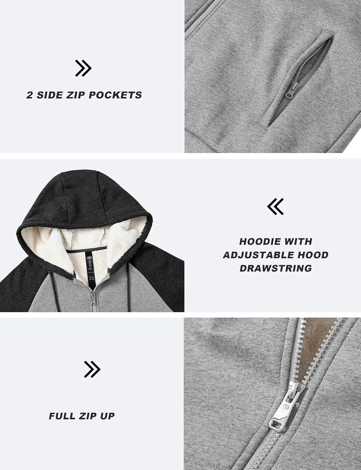 MoFiz Women's Fleece Zip Up Hoodie Warm and Cozy Sherpa Lined Sweatshirt Winter Hoodie Jackets for Women with Pockets