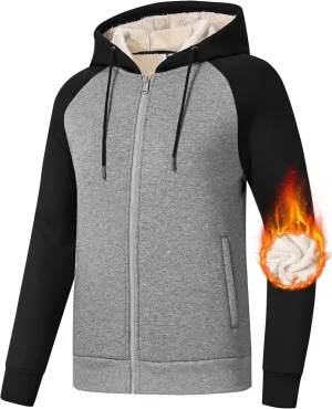 MoFiz Women's Fleece Zip Up Hoodie Warm and Cozy Sherpa Lined Sweatshirt Winter Hoodie Jackets for Women with Pockets