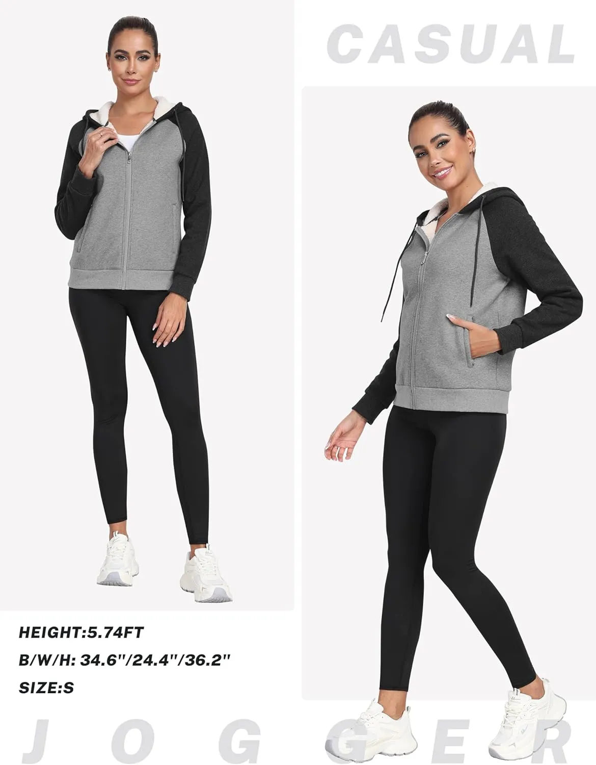 MoFiz Women's Fleece Zip Up Hoodie Warm and Cozy Sherpa Lined Sweatshirt Winter Hoodie Jackets for Women with Pockets