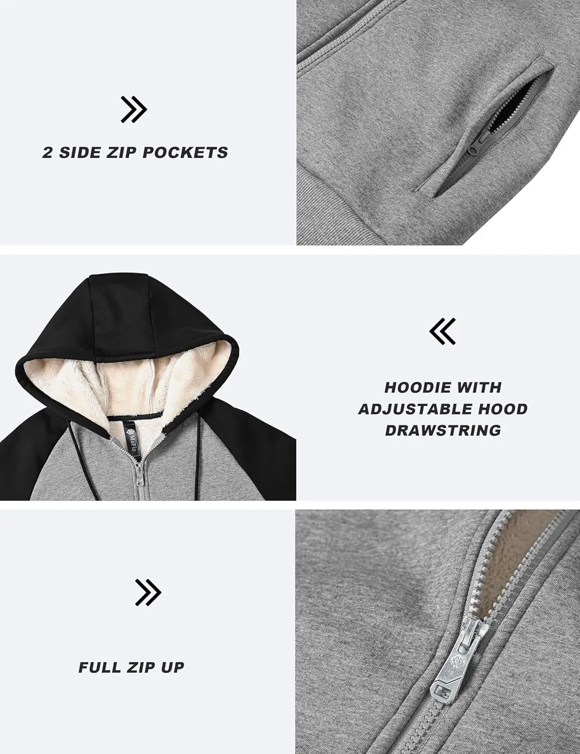 MoFiz Women's Fleece Zip Up Hoodie Warm and Cozy Sherpa Lined Sweatshirt Winter Hoodie Jackets for Women with Pockets