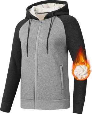 MoFiz Women's Fleece Zip Up Hoodie Warm and Cozy Sherpa Lined Sweatshirt Winter Hoodie Jackets for Women with Pockets