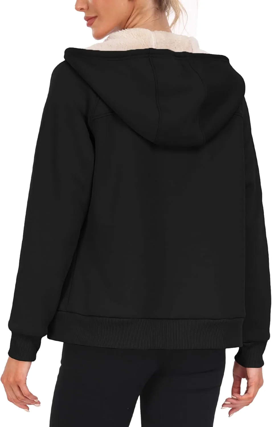 MoFiz Women's Fleece Zip Up Hoodie Warm and Cozy Sherpa Lined Sweatshirt Winter Hoodie Jackets for Women with Pockets