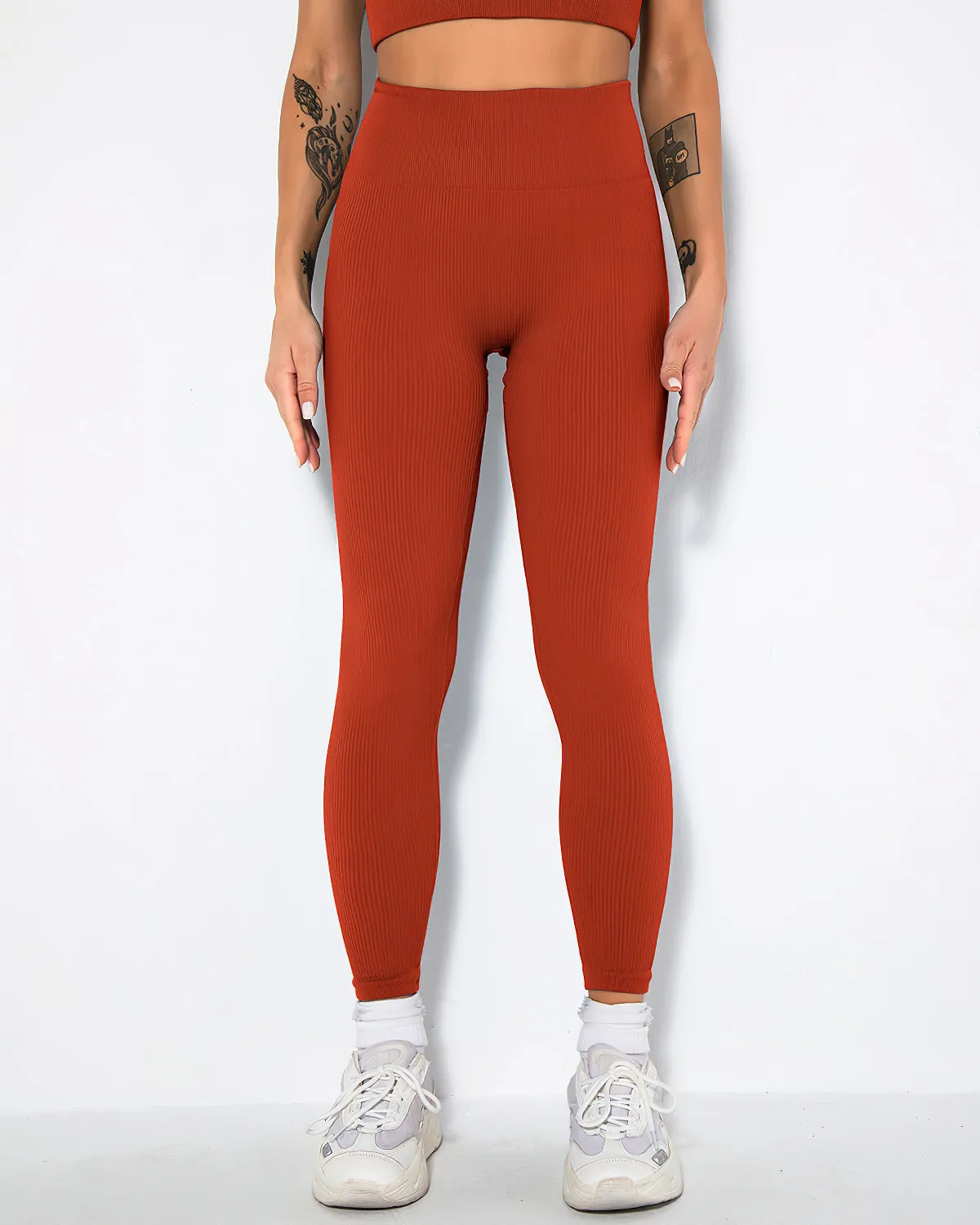 Nieve Ribbed Seamless Leggings - Dark Red