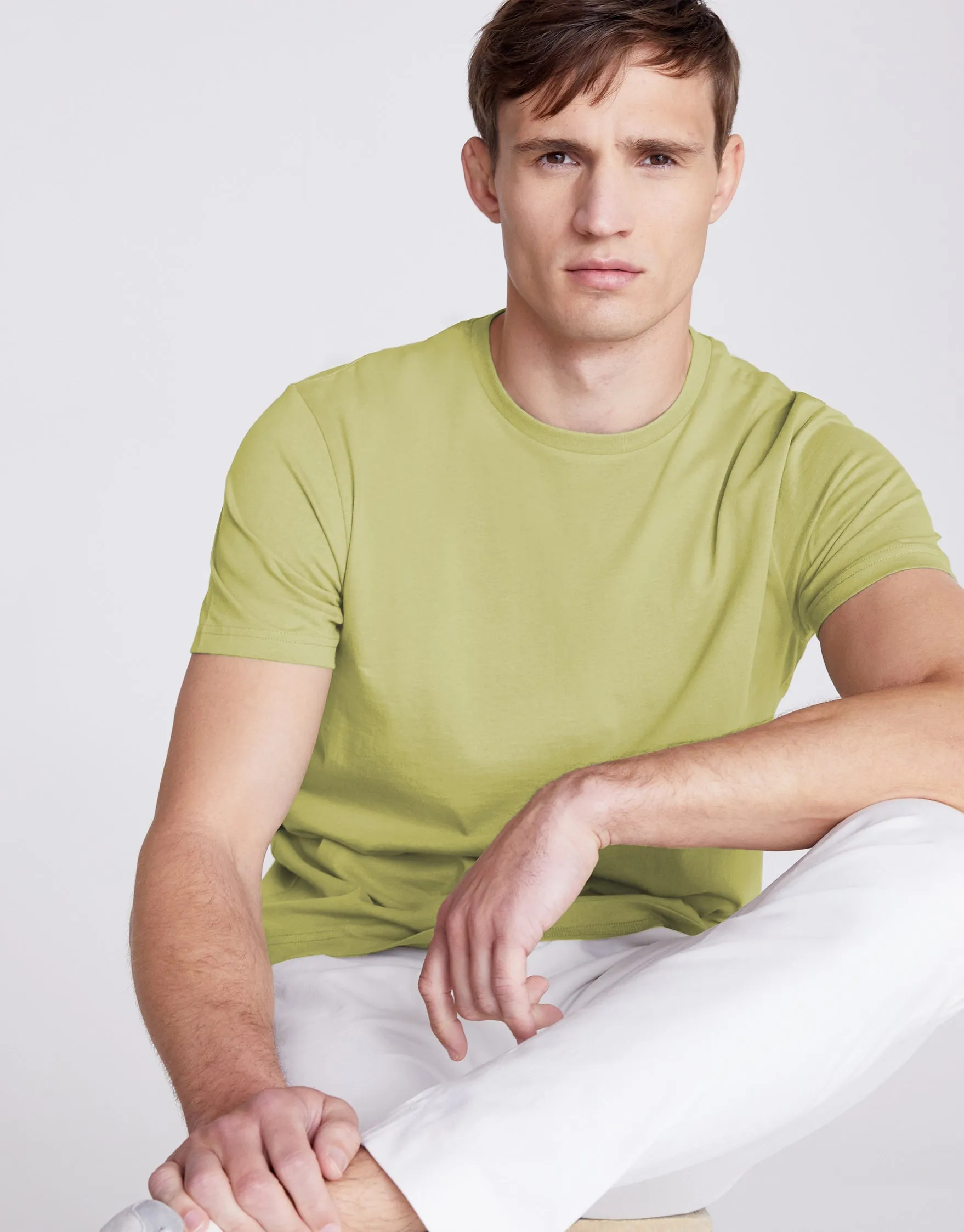 NLM Men's Elegant Look Crew Neck T-Shirt-Sunny Yellow