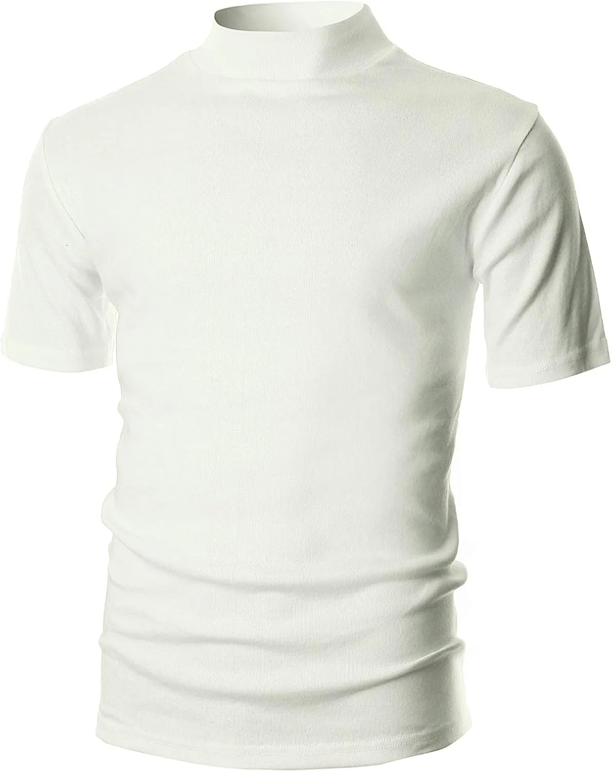 Ohoo Mens Short Sleeve Mock Turtleneck Basic Tops Lightweight Slim Fit Pullover Sweater
