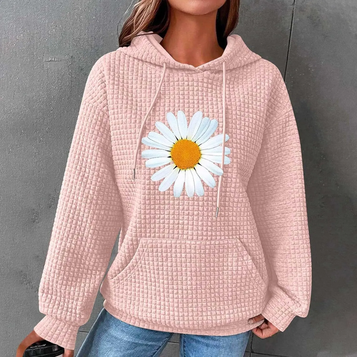 Oversized Hoodies For Women Waffle Knit Sweatshirts Winter Tops Pullover Sweaters With Pockets