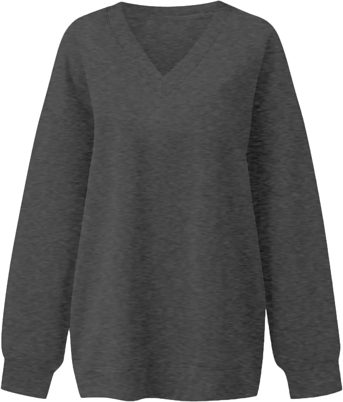 Oversized V Neck Sweatshirt Women Cozy Long Sleeve Fleece Hoodies Pullover Casual Sweat Shirts Cute Winter Outfits