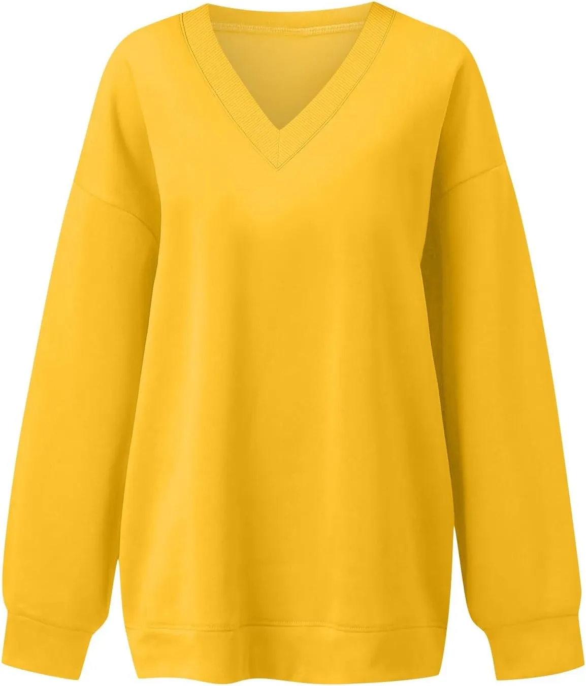 Oversized V Neck Sweatshirt Women Cozy Long Sleeve Fleece Hoodies Pullover Casual Sweat Shirts Cute Winter Outfits