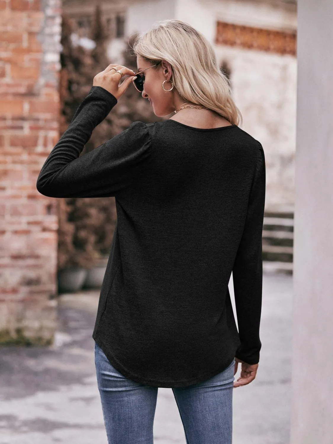 Own The Day Long Sleeve Square Neck Blouse