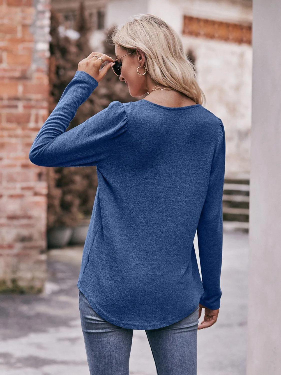 Own The Day Long Sleeve Square Neck Blouse