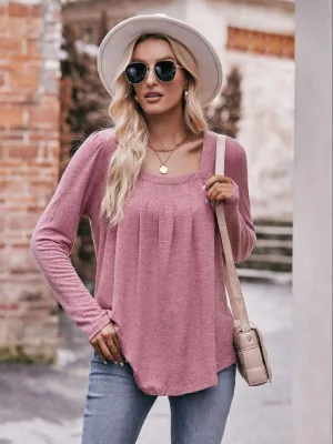 Own The Day Long Sleeve Square Neck Blouse