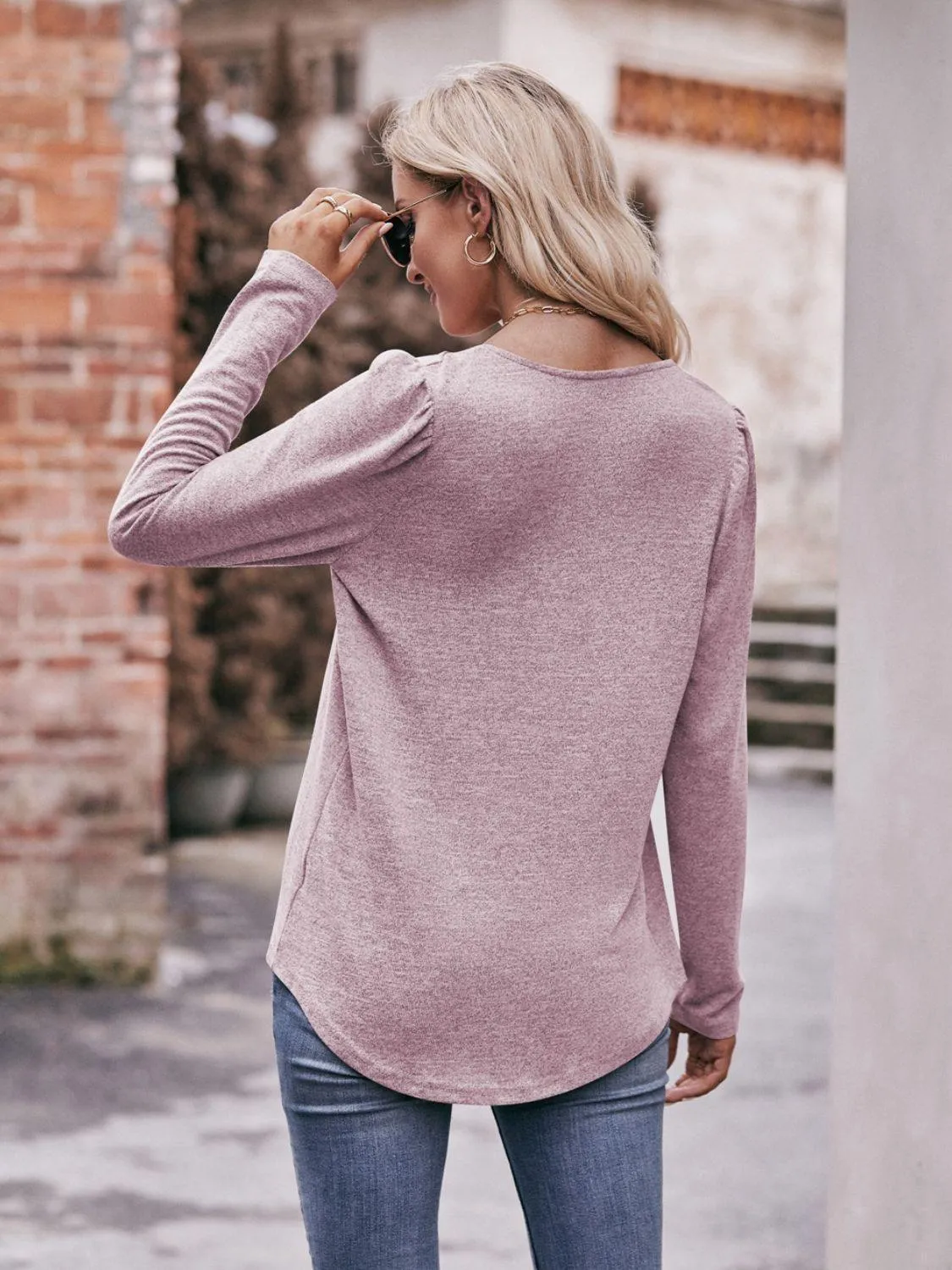 Own The Day Long Sleeve Square Neck Blouse
