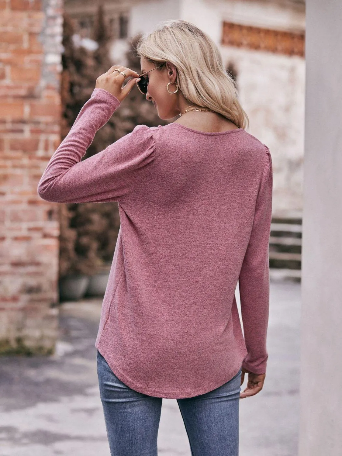 Own The Day Long Sleeve Square Neck Blouse