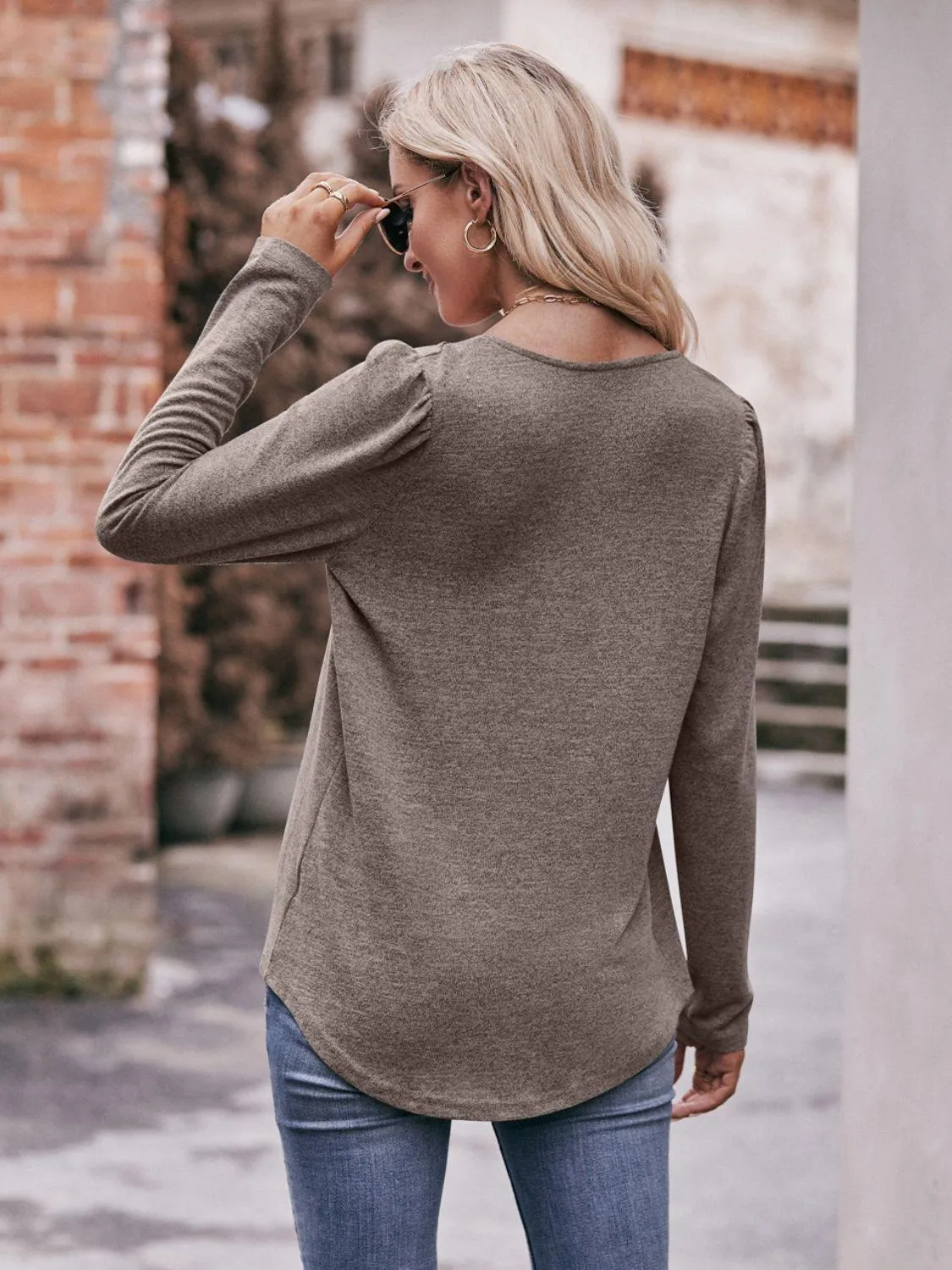 Own The Day Long Sleeve Square Neck Blouse
