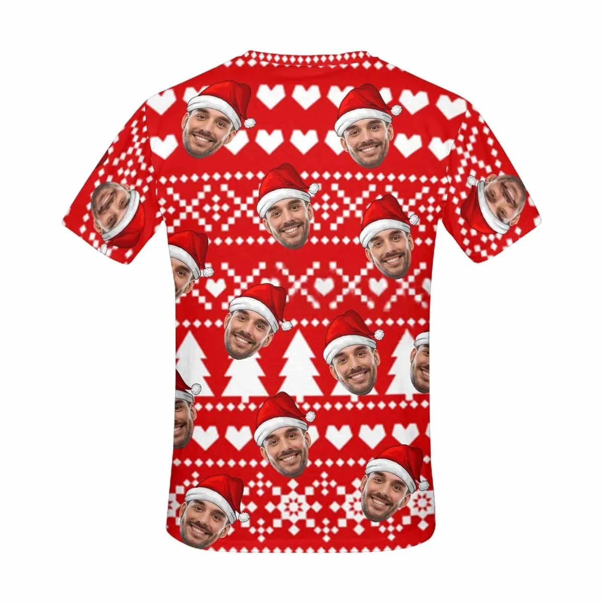 Personalized My Face on A Shirt Happy Christmas Red Women's All Over Print T-shirt