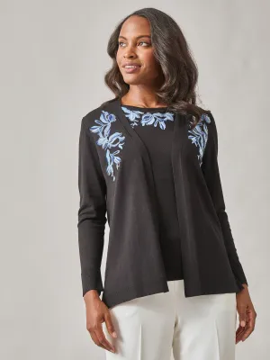 Plus Floral Embroidered Cardigan