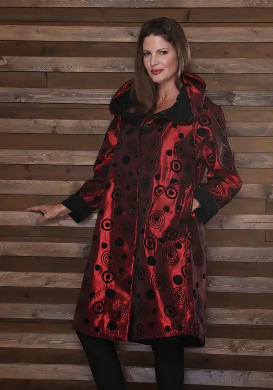 RED WITH BLACK DOTS REVERSIBLE RAIN JACKET 8874