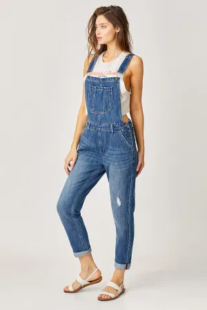Relaxed Fit Denim Overalls Dark