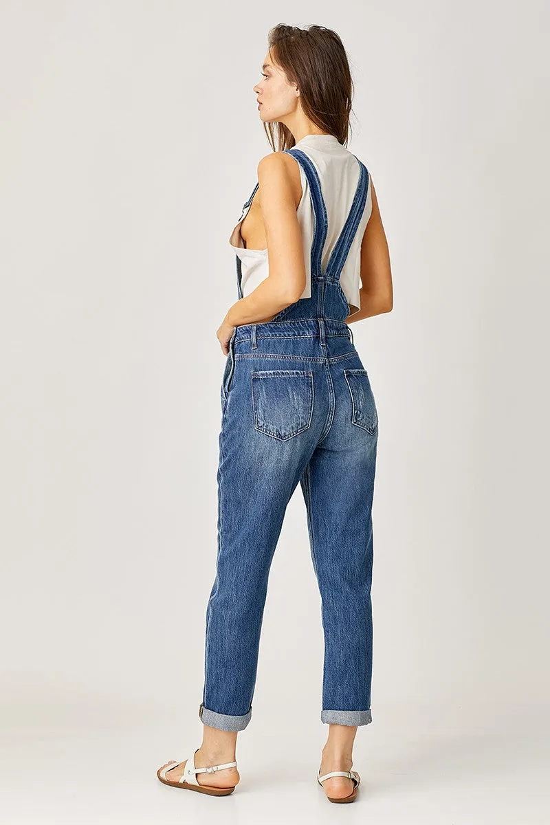 Relaxed Fit Denim Overalls Dark