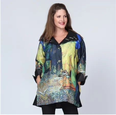 REVERSIBLE RAIN JACKET CAFE TERRACE AT NIGHT 8839