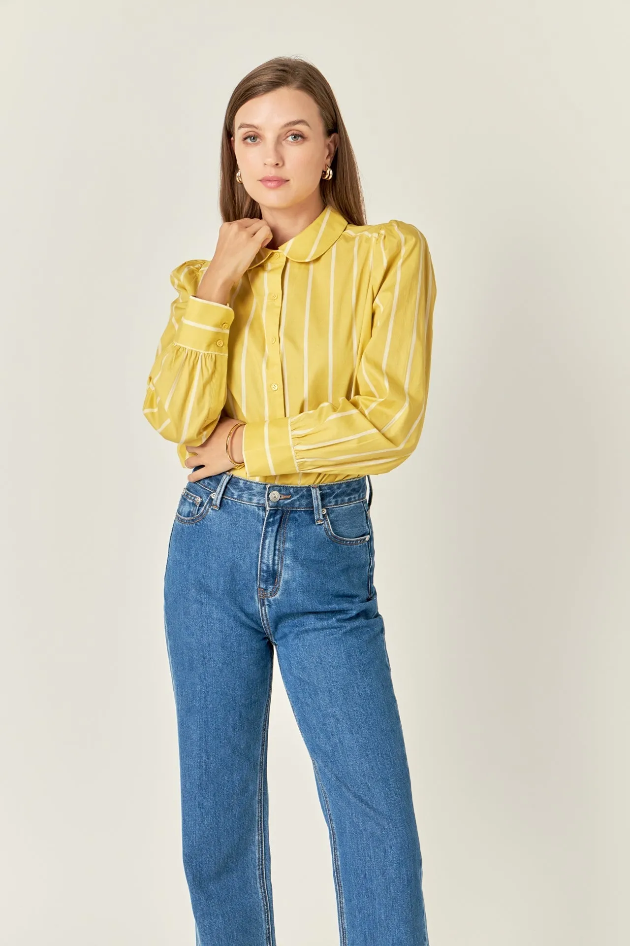 Round Collar Stripe Shirt